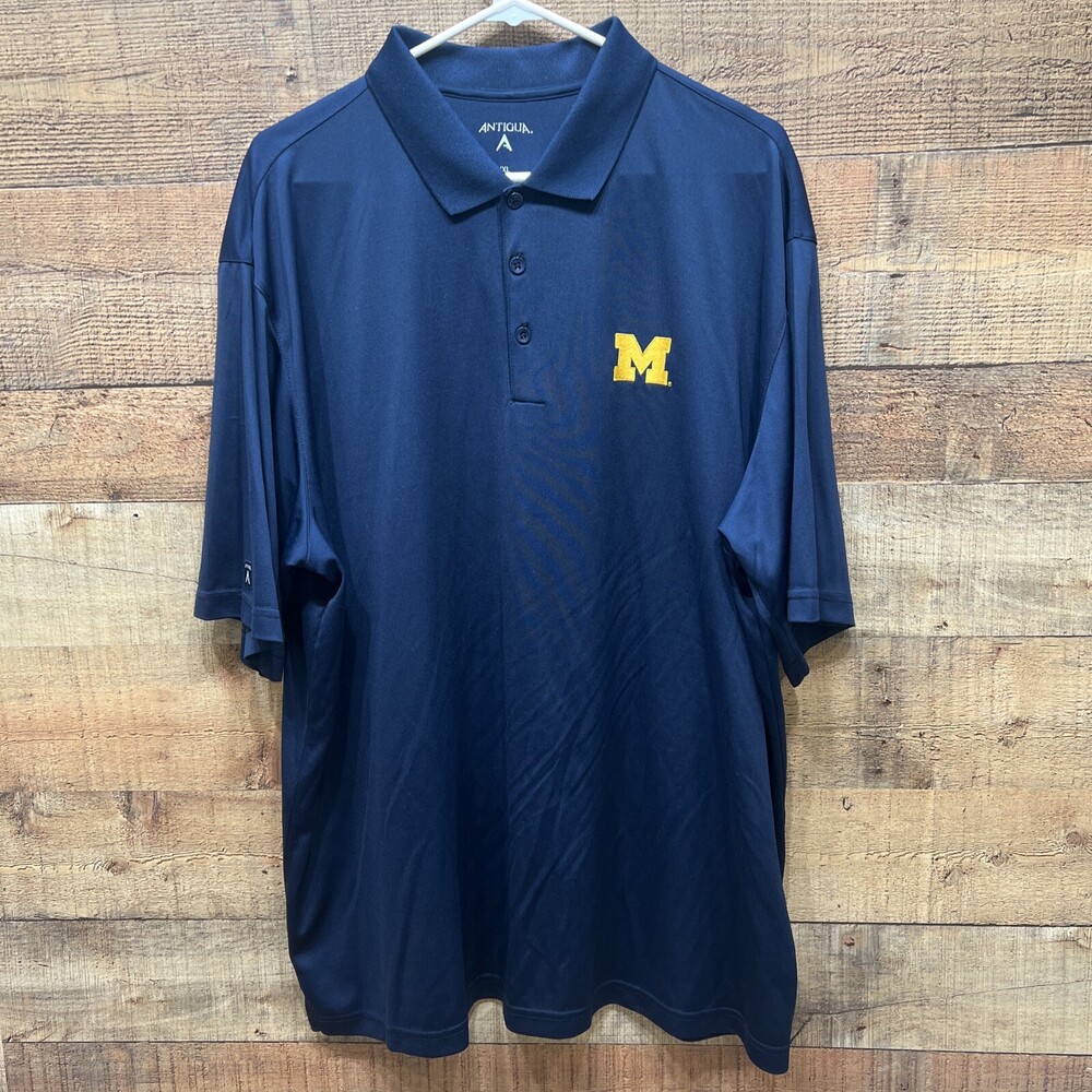 Antigua University Of Michigan Mens Golf Shirt Polo Navy Size XXL